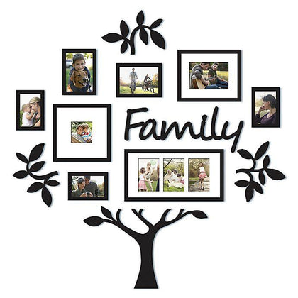 Wooden 13-Piece Family Tree Set in Black